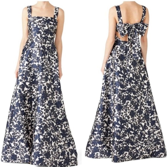 Monique Lhuillier Dresses & Skirts - ML Monique Lhuillier Back Bow Gown Navy White Womens Size 22 W